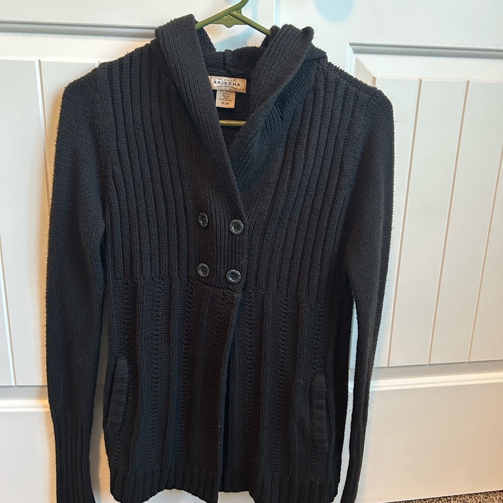 Black Double-Breasted Cardigan